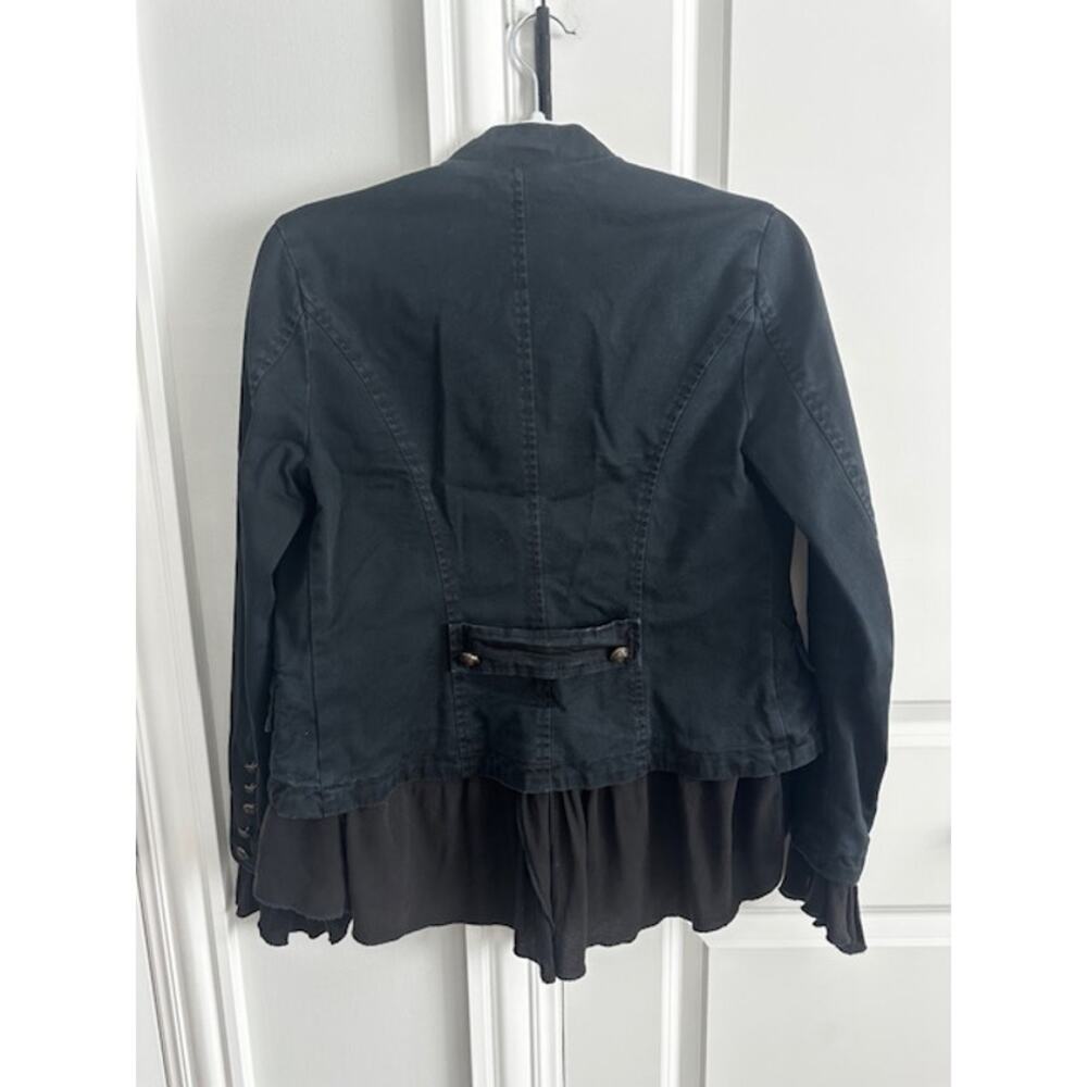 Free People Ruffled Military Romantic Jacket XS Washed Black - Picture 8 of 11